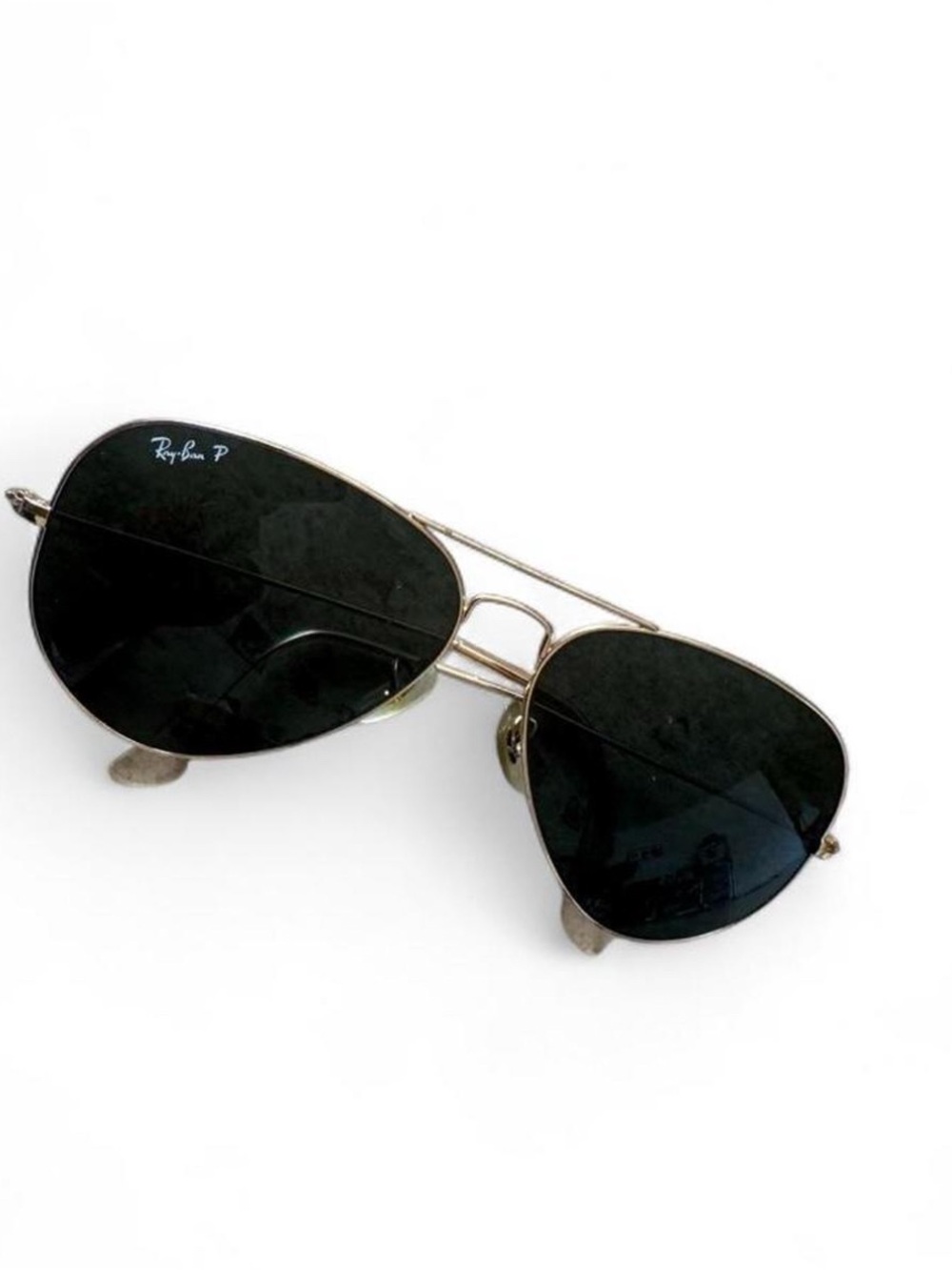 Ray-Ban Gold Frame Aviator Sunglasses with Black Lenses
